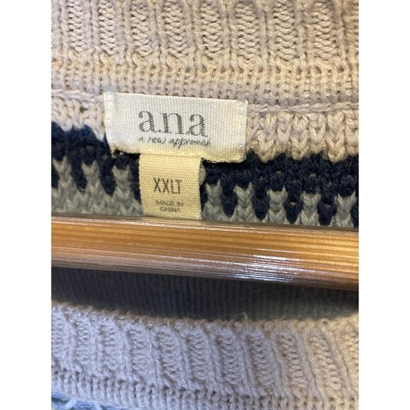 ANA Multicolor Striped Long Sleeve Lightweight Knit Sweater Sz XXL - Picture 5 of 10